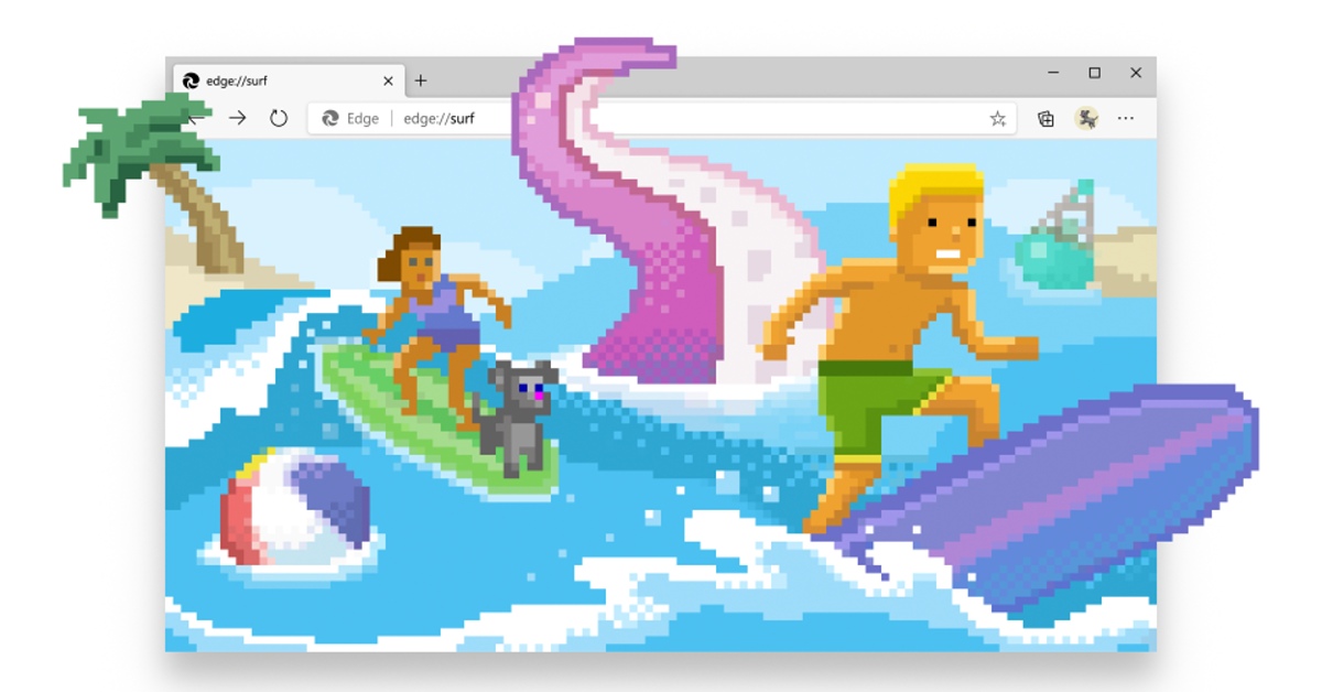 Nová verze prohlížeče Edge ukrývá zábavnou surfařskou hru