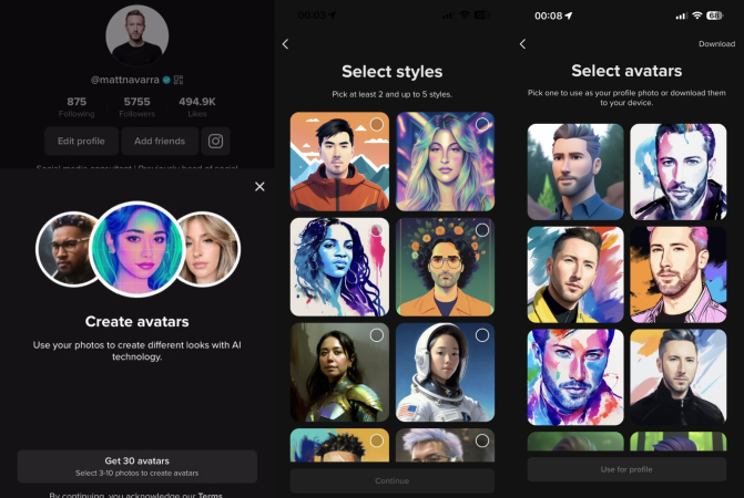 TikTok experimentuje s kreativními AI avatary
